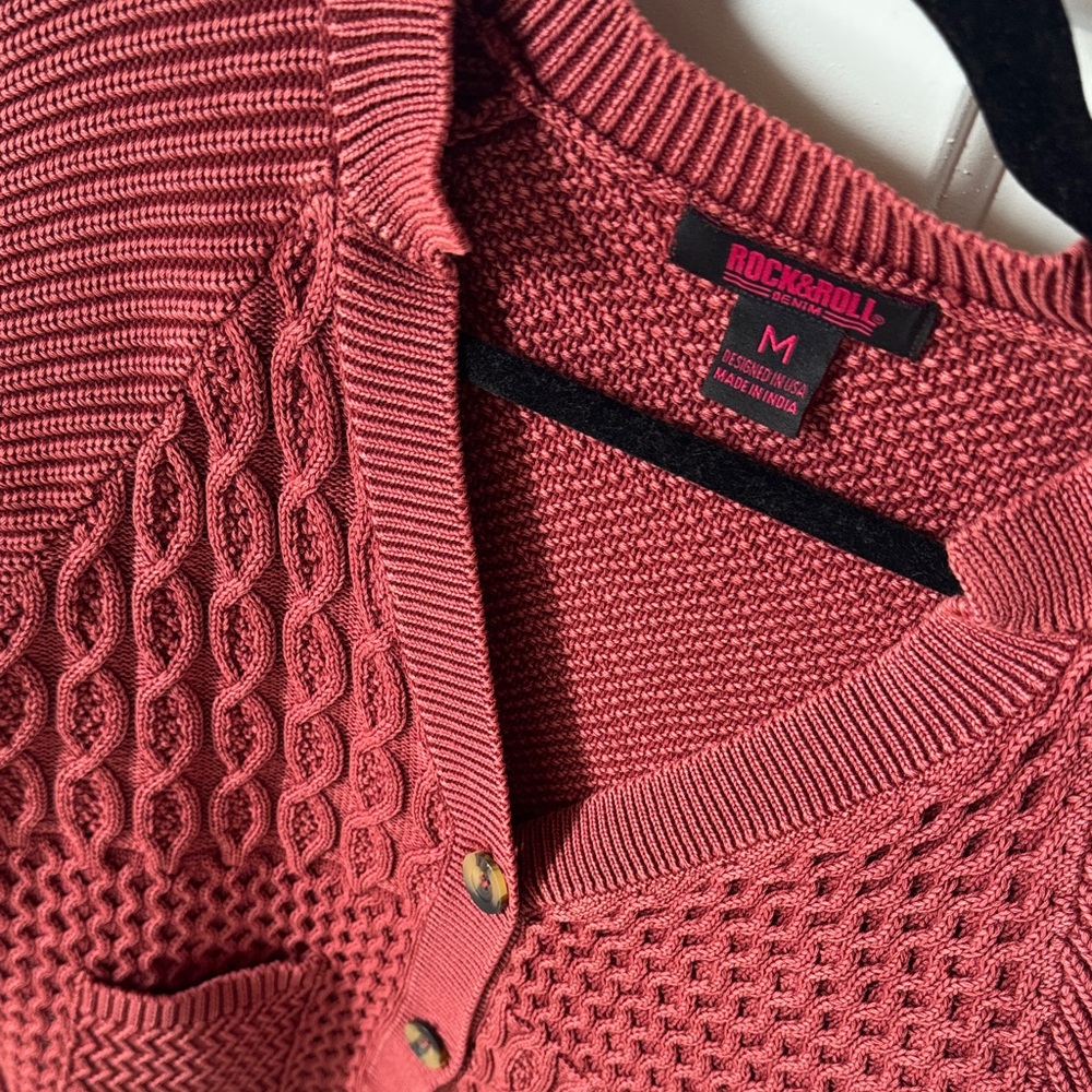 Rock&Roll Women's Red Knit Cardigan Sweater - Picture 3 of 3
